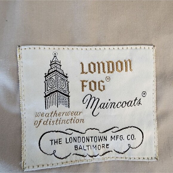 London Fog Trench Coat Mens SZ 42 Long Khaki Vintage Washable Rain Repellant - Picture 5 of 5